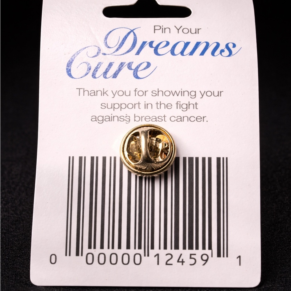 Pink Crystal Awareness Ribbon Pin - Picture 2 of 2